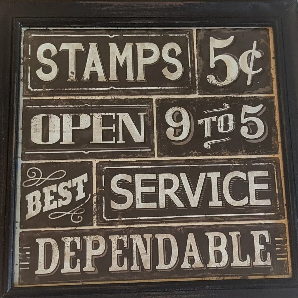 NWT Victorian Advertising 'Stamps 5c Open 9 to 5' Home Wall Decor Michael's NEW - Picture 2 of 8